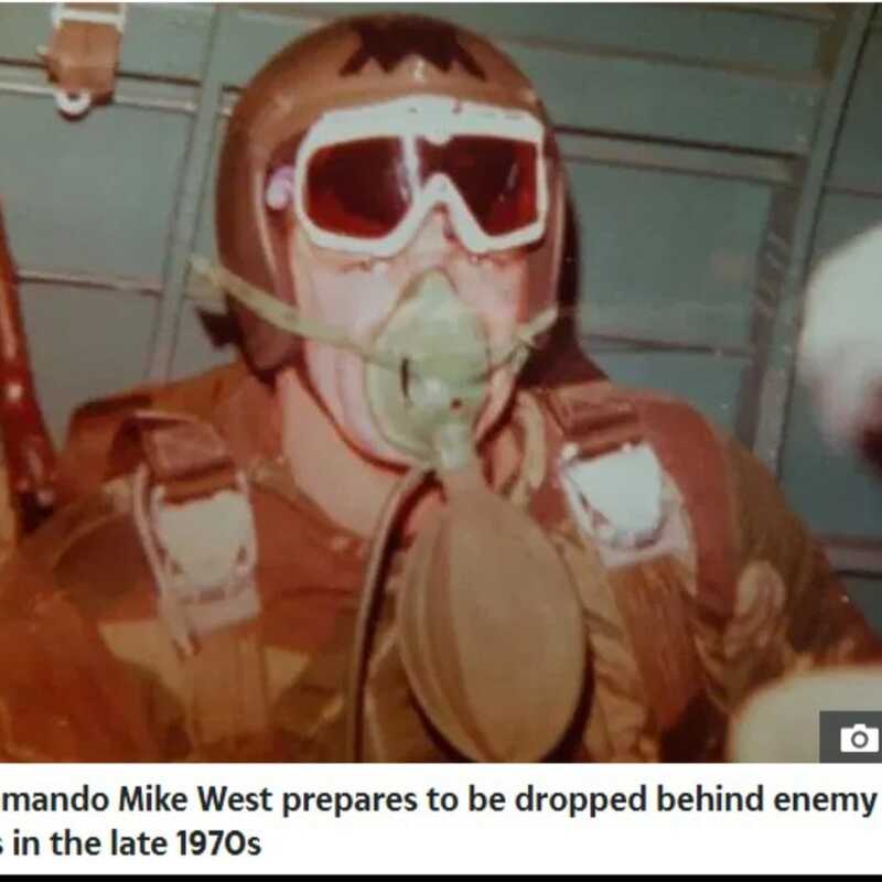 Mike West preparing for a HALO drop, late 1970s